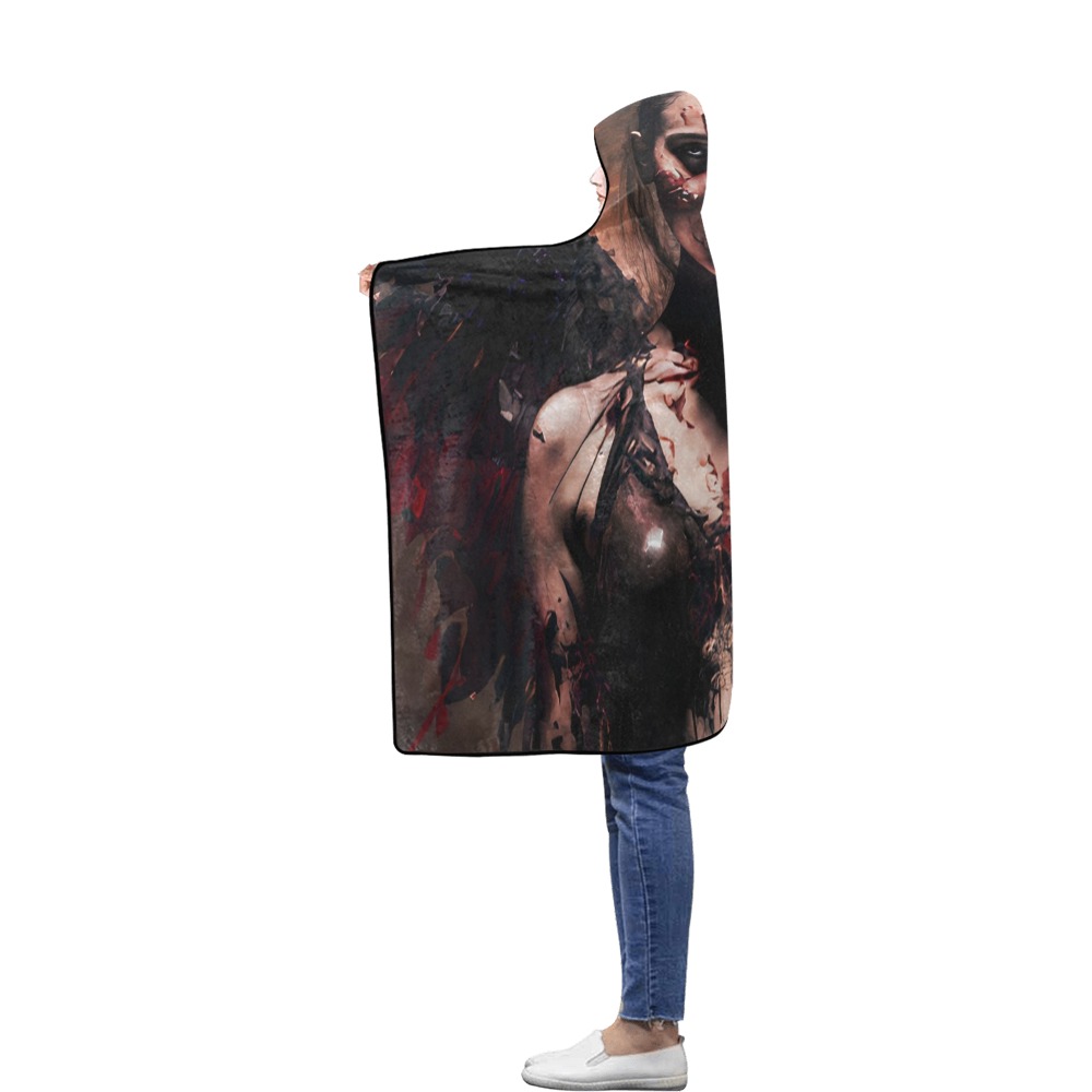 Angel of death Flannel Hooded Blanket 40''x50''