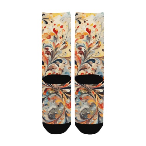 Stylish floral ornament. Beautiful colorful art Custom Socks for Women