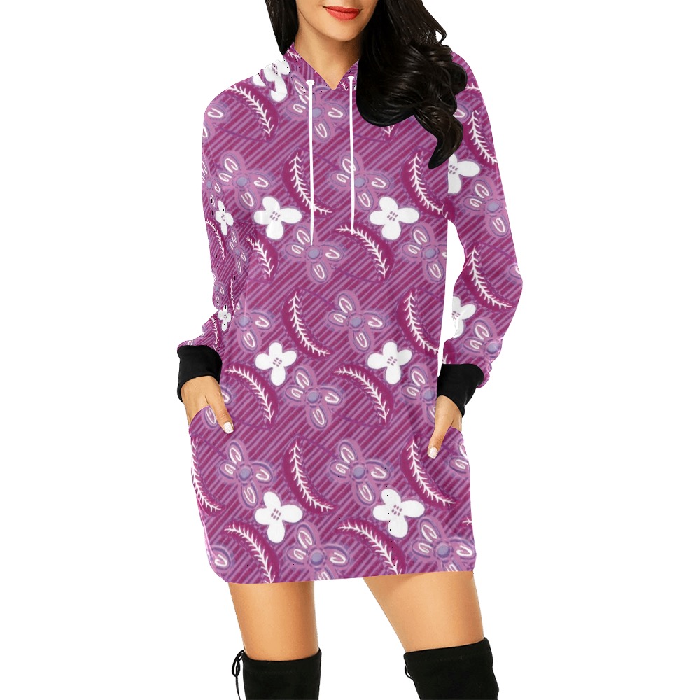 Stylish floral pattern All Over Print Hoodie Mini Dress (Model H27)