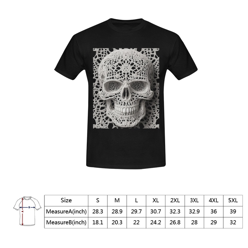 Funny elegant skull made of lace macrame Men's T-Shirt in USA Size (Front Printing Only)