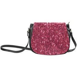 Magenta dark pink red faux sparkles glitter Classic Saddle Bag/Small (Model 1648)