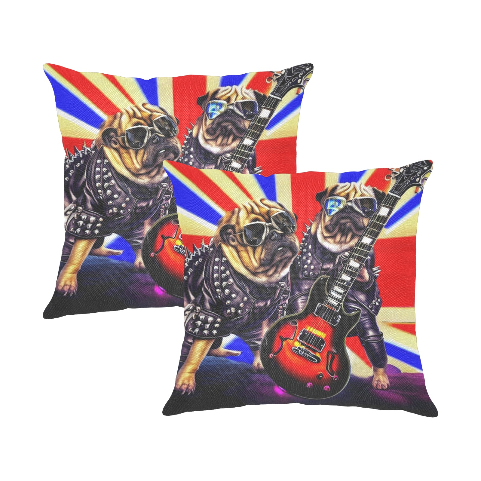 HEAVY ROCK PUG 3 Linen Zippered Pillowcase 18"x18"(One Side&Pack of 2)