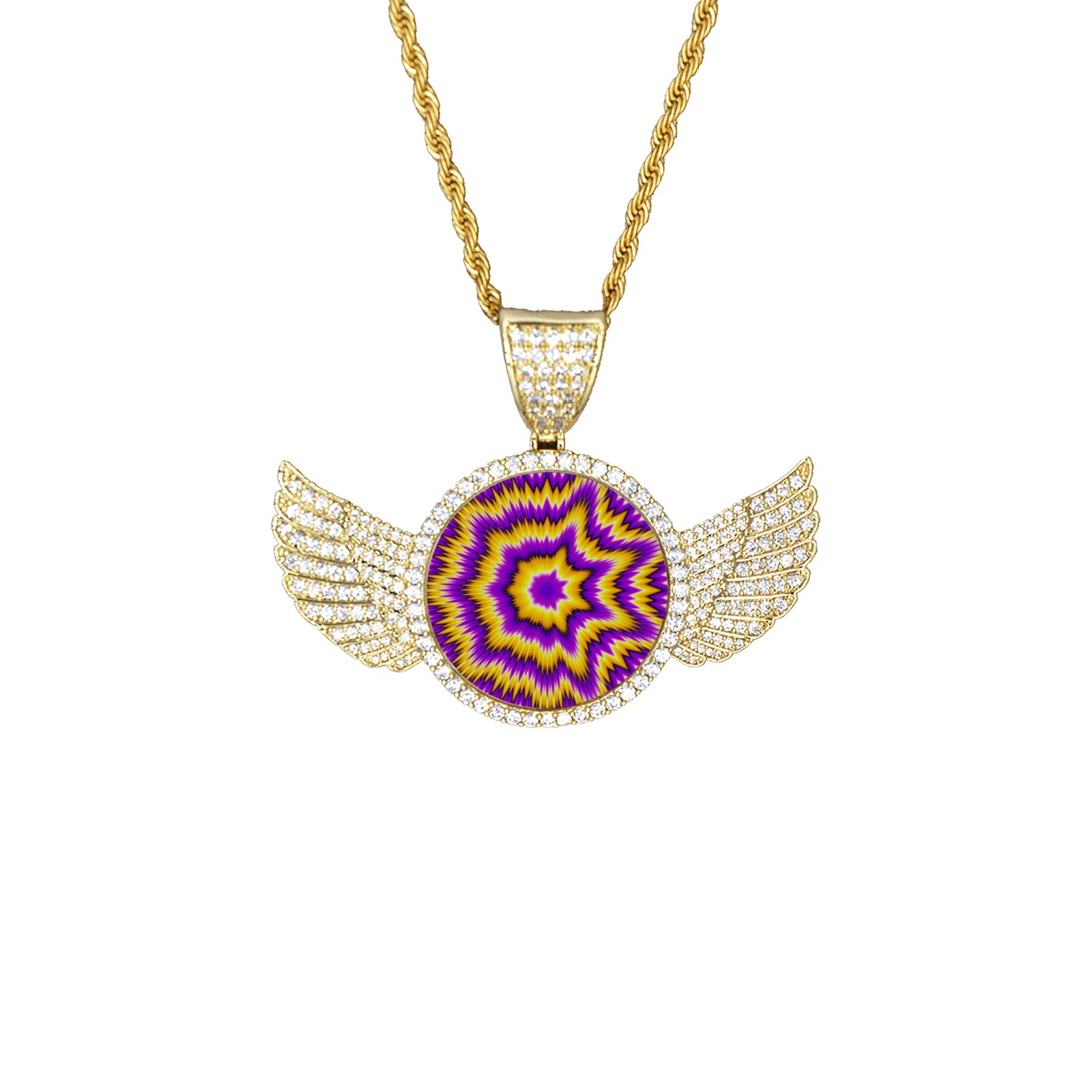 bb 54lk54 Wings Gold Photo Pendant with Rope Chain