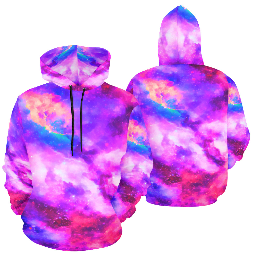 Watercolor Universe Galaxy Space Painting All Over Print Hoodie for Men (USA Size) (Model H13)