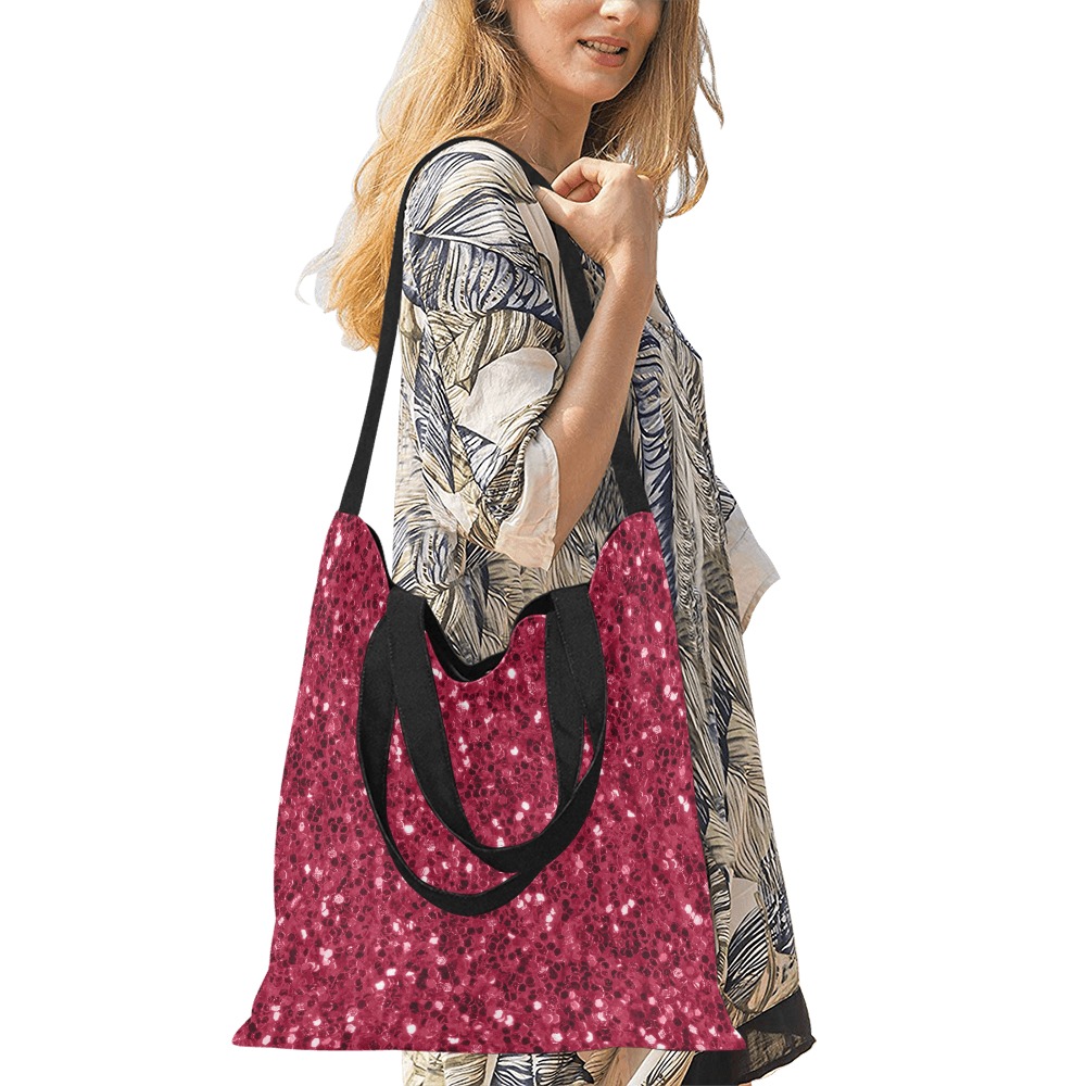 Magenta dark pink red faux sparkles glitter All Over Print Canvas Tote Bag/Medium (Model 1698)