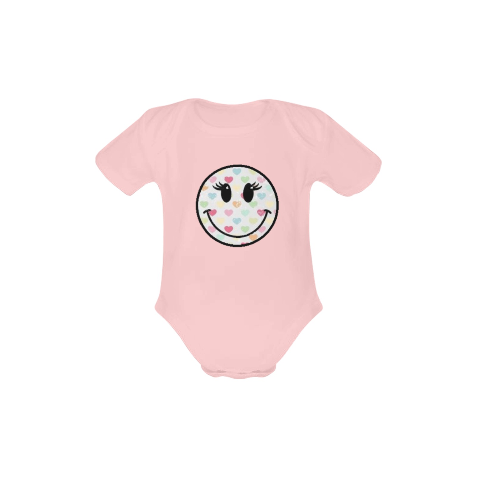 transparent Smiley hearts with Lennon on it Baby Powder Organic Short Sleeve One Piece (Model T28)