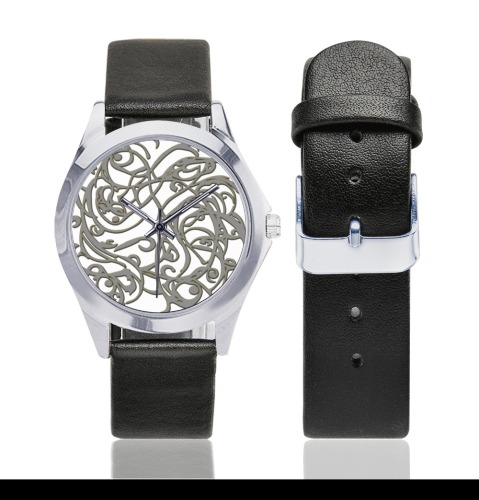 Celtic 1 Unisex Silver-Tone Round Leather Watch (Model 216)