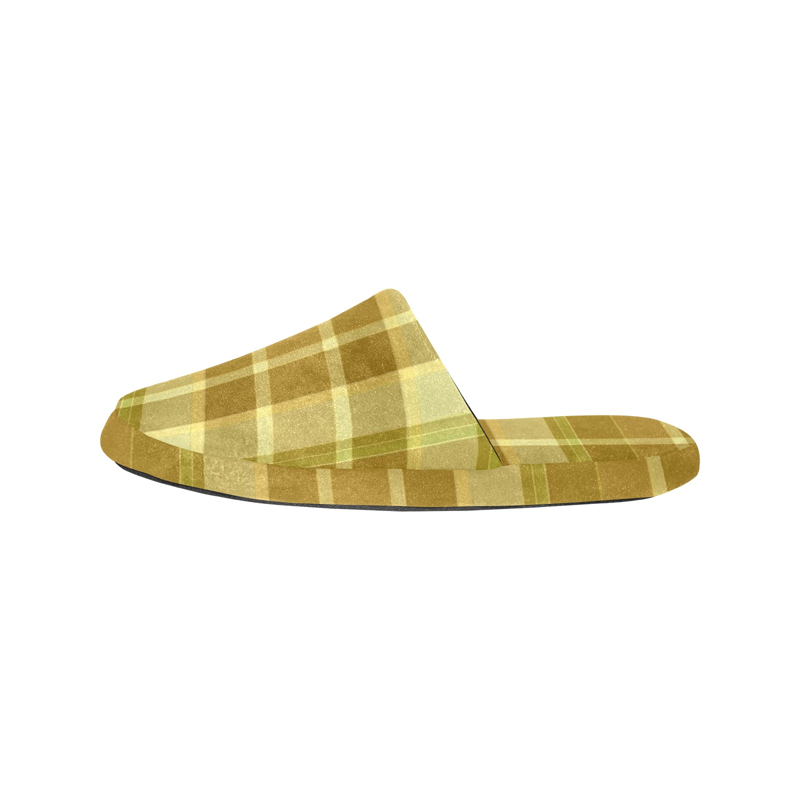 Shades Of Yellow Plaid Men's Cotton Slippers (Model 0601)