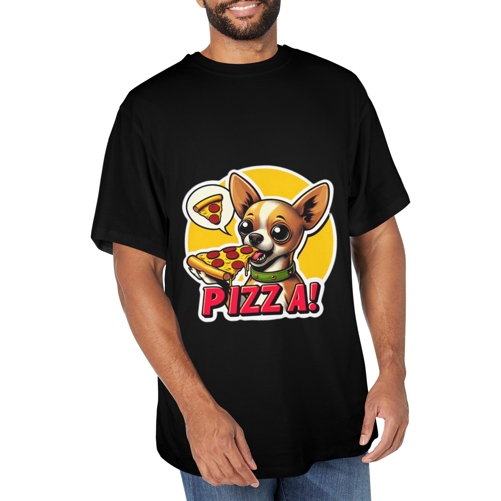 CHIHUAHUA EATING PIZZA 11 Men's Glow in the Dark T-shirt (Two Sides Printing)