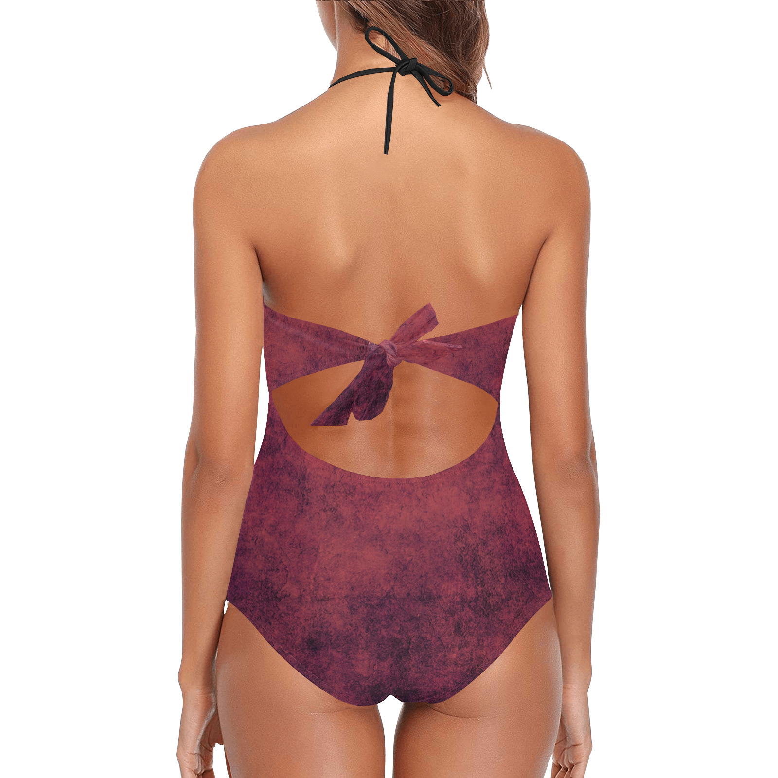 Rusty Dirty wash texture Lace Band Embossing Swimsuit (Model S15)