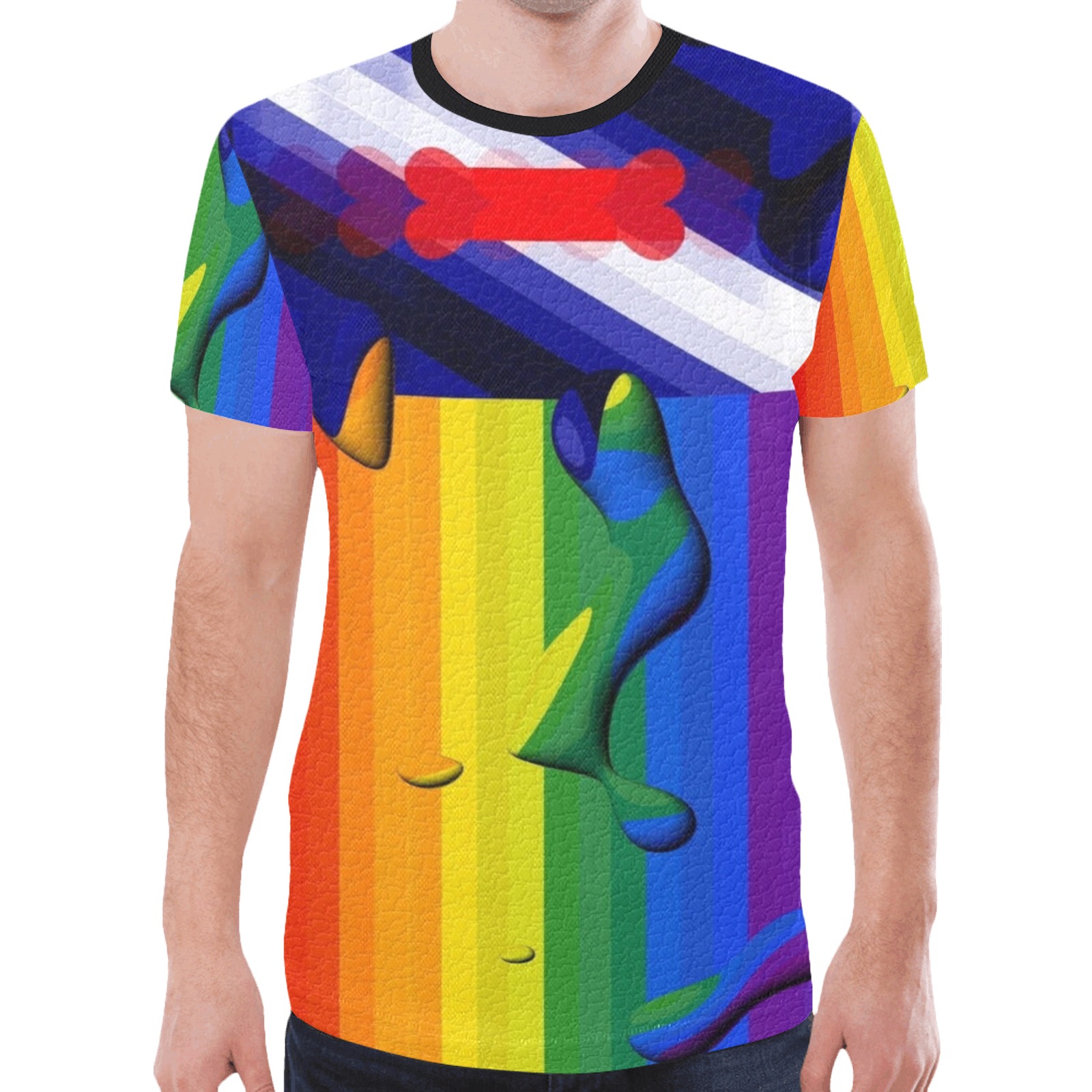 Puppy Pride Flag Pop Art by Nico Bielow New All Over Print T-shirt for Men (Model T45)