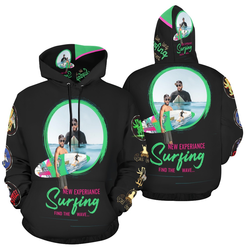 New Experience Surfing Find the Wave Collectable Fly All Over Print Hoodie for Men (USA Size) (Model H13)