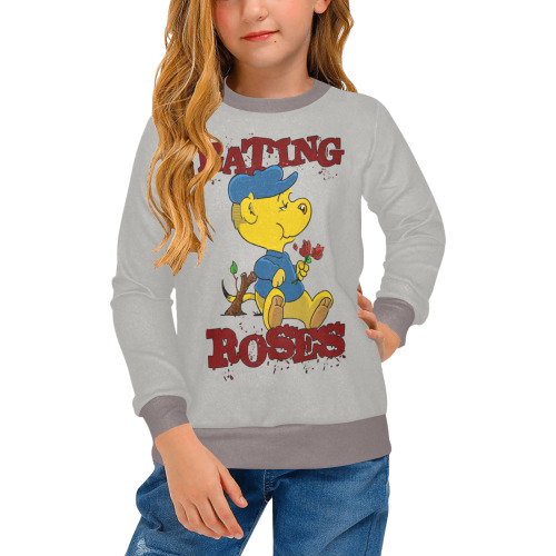 Ferald's Eating Roses! Girls' All Over Print Crew Neck Sweater (Model H49)