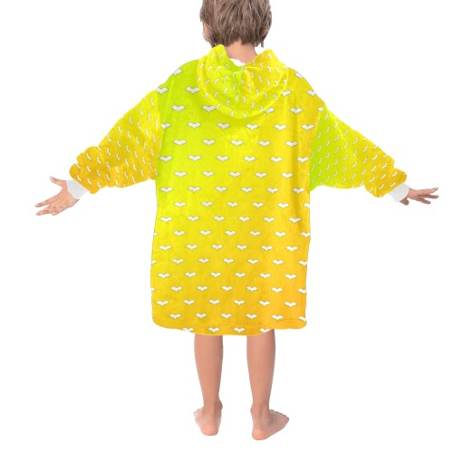 White Tiny Bats Yellow Blanket Hoodie for Kids