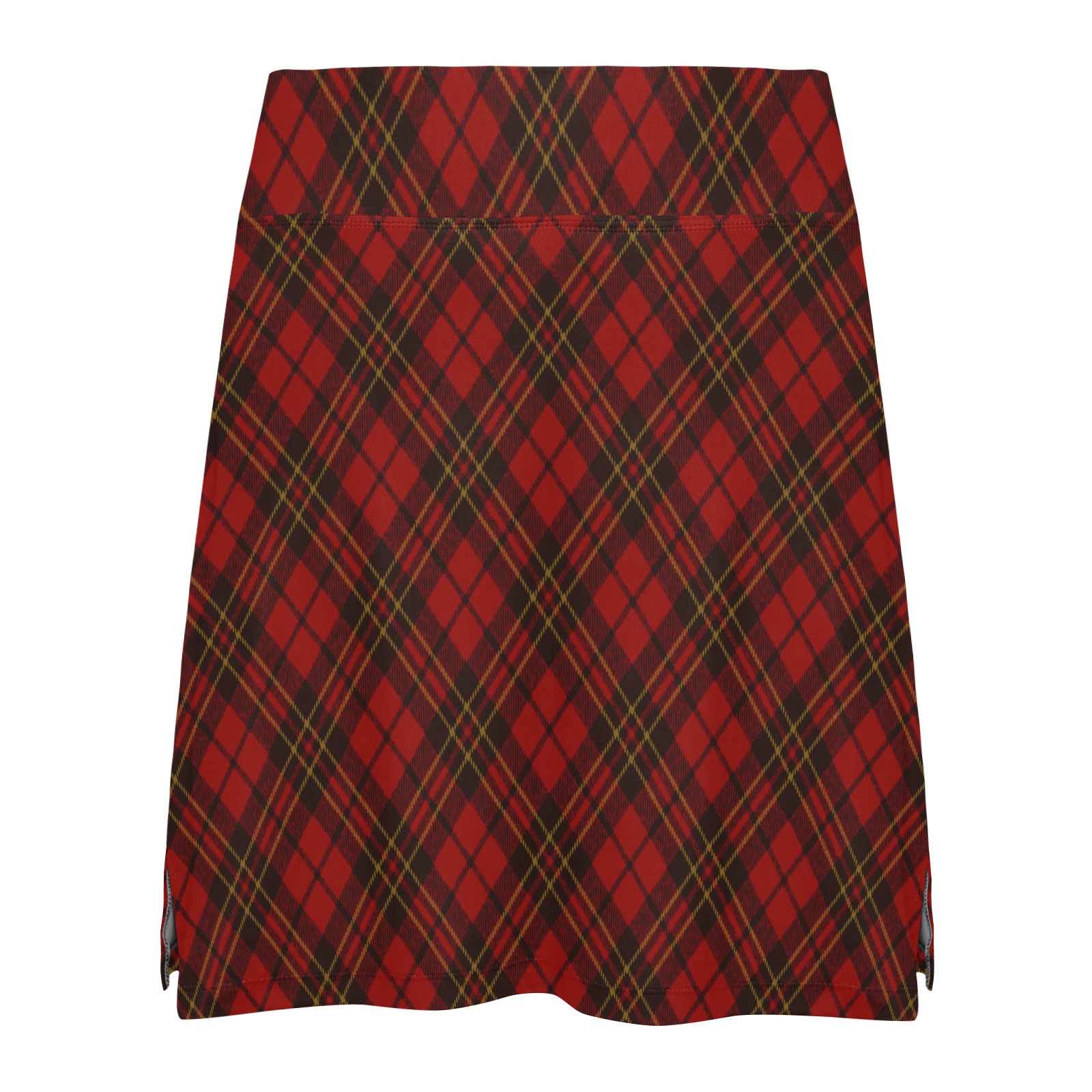 Red tartan plaid winter Christmas pattern holidays Women's Athletic Skirt (Model D64)