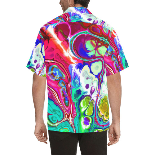 Abstract Liquid Marble Pouring Modern Art Texture Hawaiian Shirt with Merged Design (Model T58)