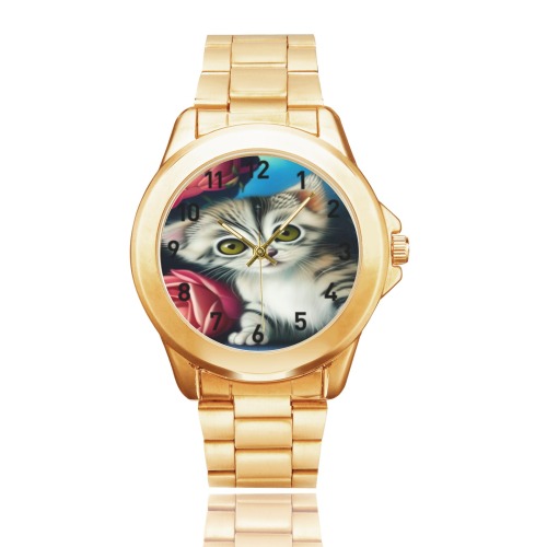Cute Kittens 7 Custom Gilt Watch(Model 101)
