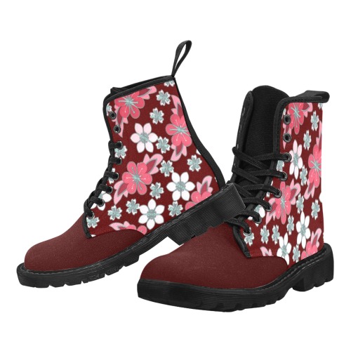 SWEET FLORAL - COLORED TOE Martin Boots for Women (Black) (Model 1203H)