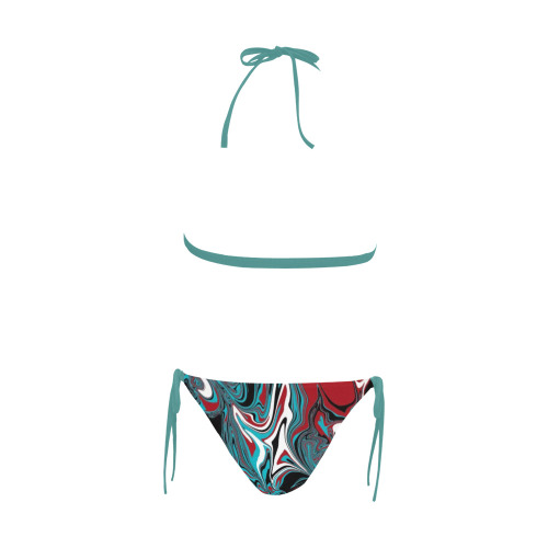 Dark Wave of Colors Buckle Front Halter Bikini Swimsuit (Model S08)