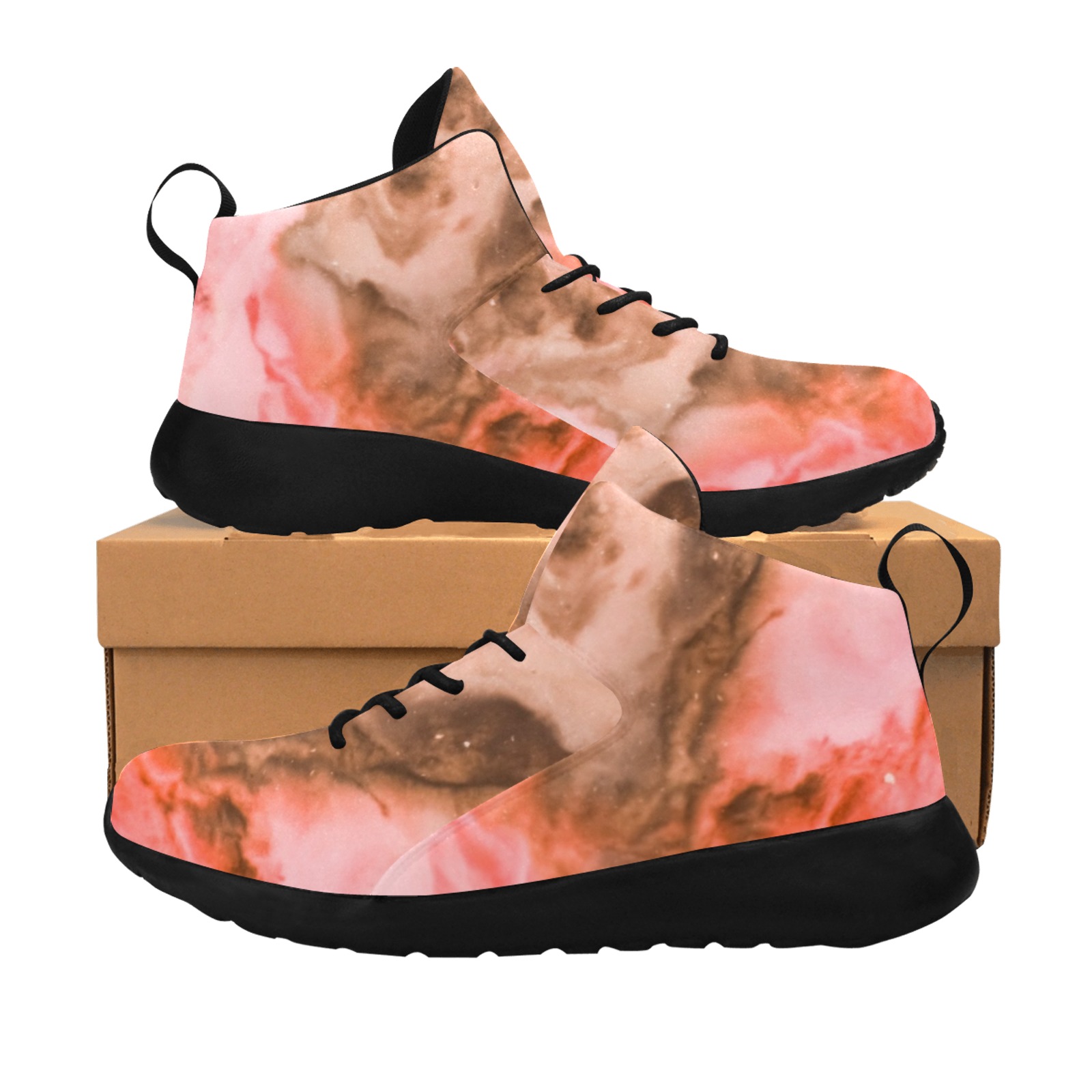 Pink marbled space 01 Women's Chukka Training Shoes (Model 57502)