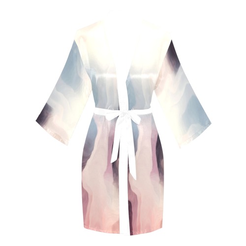 Digital liquid painting 23 Long Sleeve Kimono Robe