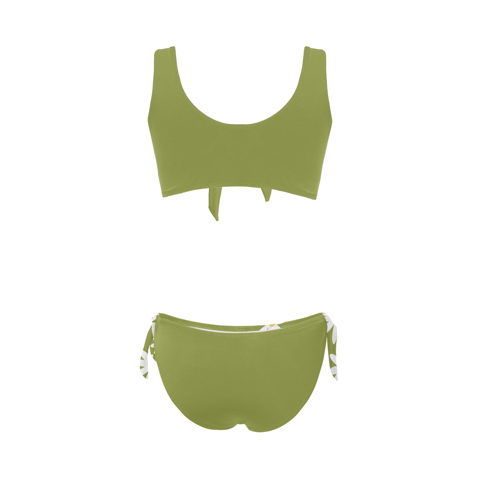 Daisy Woman's Swimwear Green Bow Tie Front Bikini Swimsuit (Model S38)