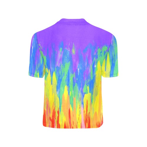Flames Paint Abstract Purple Big Girls' All Over Print Crew Neck T-Shirt (Model T40-2)