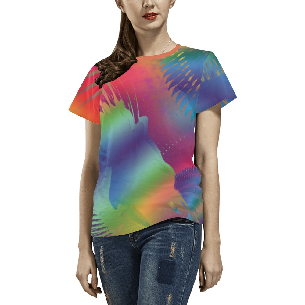 Ô Rainbow Shimmer All Over Print T-Shirt for Women (USA Size) (Model T40)