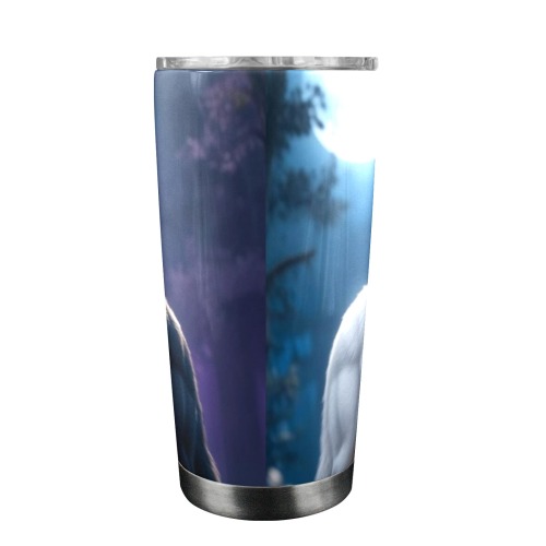 mystic wolf pair 20oz Mobile Tumbler with Clear Slide Lid