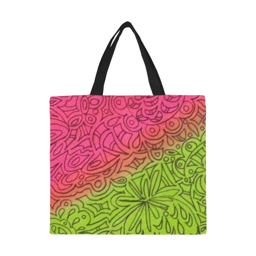 pink and green All Over Print Canvas Tote Bag/Large (Model 1699)