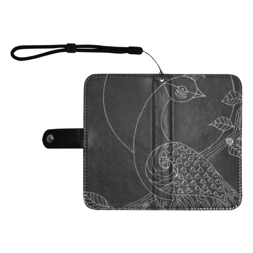 Peacock Moon Flip Leather Purse for Mobile Phone/Large (Model 1703)