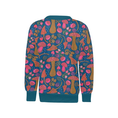 Unique Mushroom Pattern Girls' All Over Print Crew Neck Sweater (Model H49)