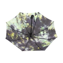 Green and black colorful marbling Anti-UV Auto-Foldable Umbrella (Underside Printing) (U06)