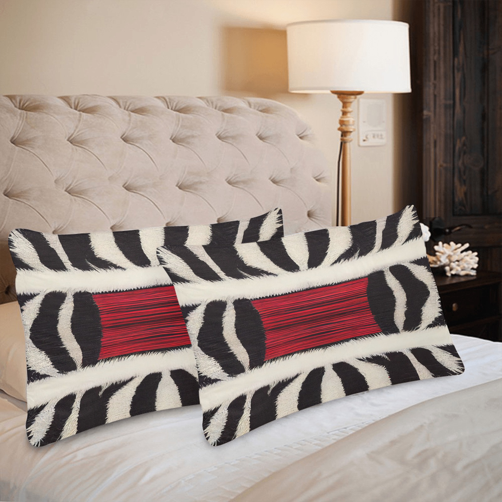 zebra print 4 Custom Pillow Case 20"x 30" (One Side) (Set of 2)