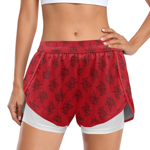 Cool Canada Sporty Women's Sports Shorts with Compression Liner (Model L63)