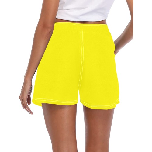 shorts yellow Women's Casual Board Shorts (Model L54)