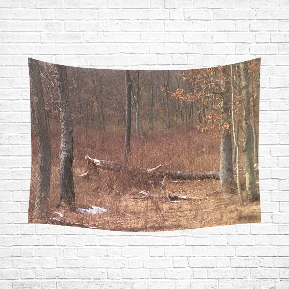 Falling tree in the woods Polyester Peach Skin Wall Tapestry 80"x 60"