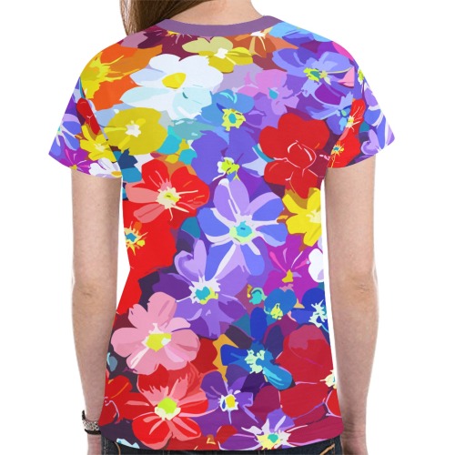 Floral Art Of Colorful Fantasy Flowers New All Over Print T-shirt for Women (Model T45)
