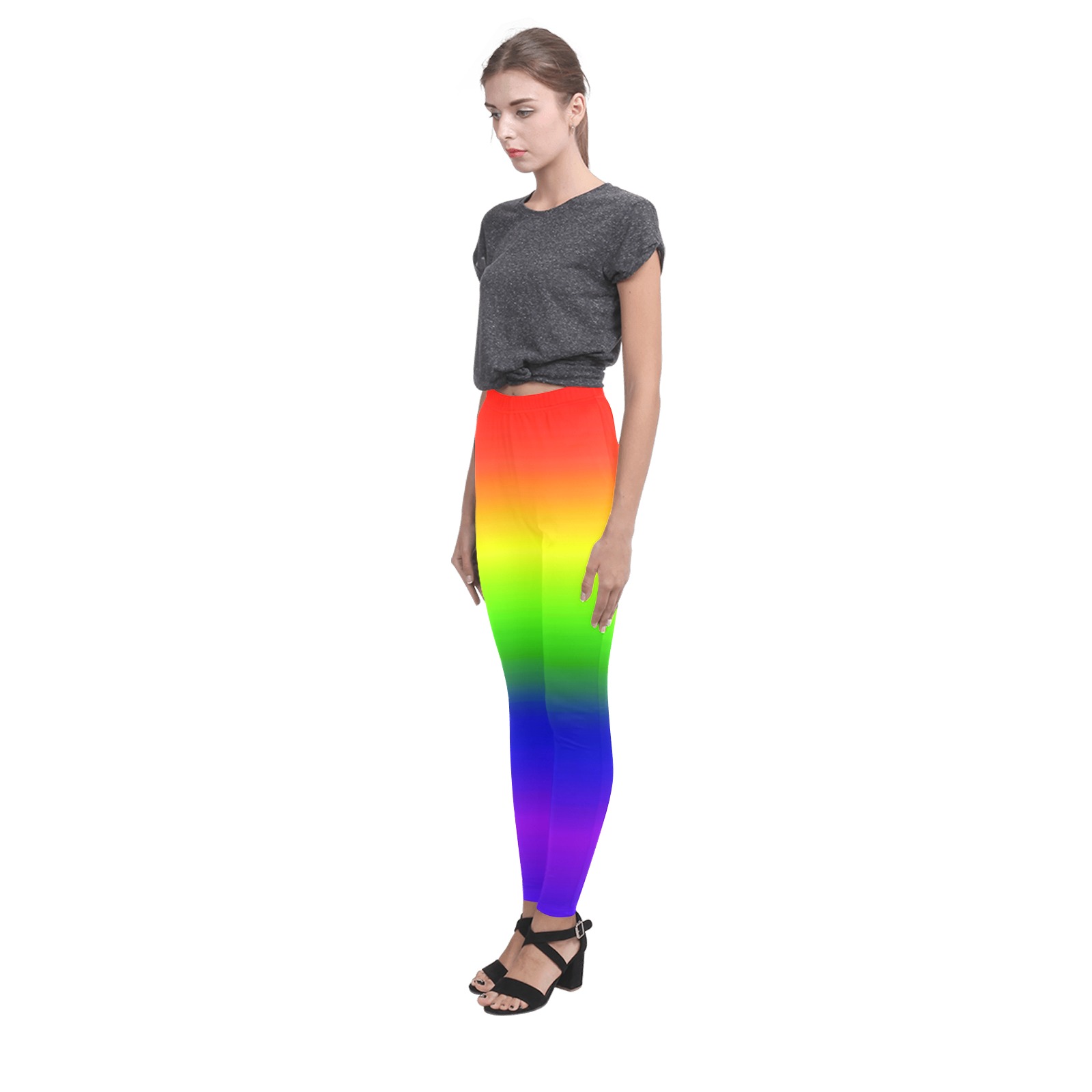 rainbow side Cassandra Women's Leggings (Model L01)