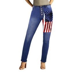 America Flag Banner Patriot Stars Stripes Freedom Women's Jeans (Front&Back Printing)