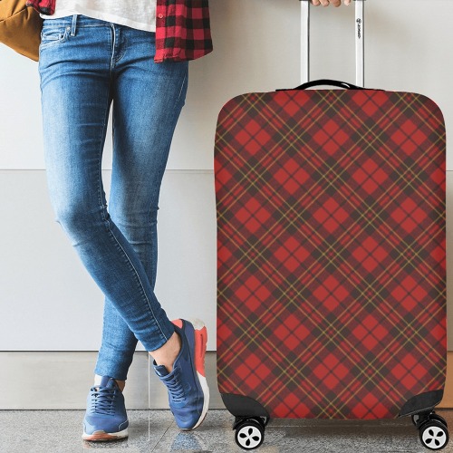 Red tartan plaid winter Christmas pattern holidays Luggage Cover/Large 26"-28"