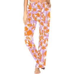 Orange garden on lavender Women's Pajama Trousers