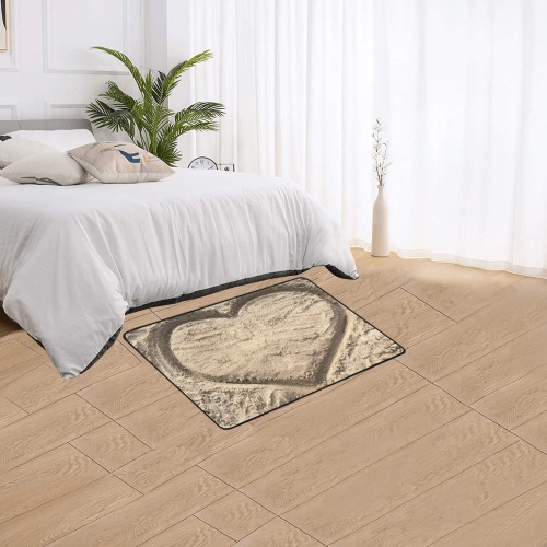 Love in the Sand Collection Area Rug with Black Binding 2'7"x 1'8‘’