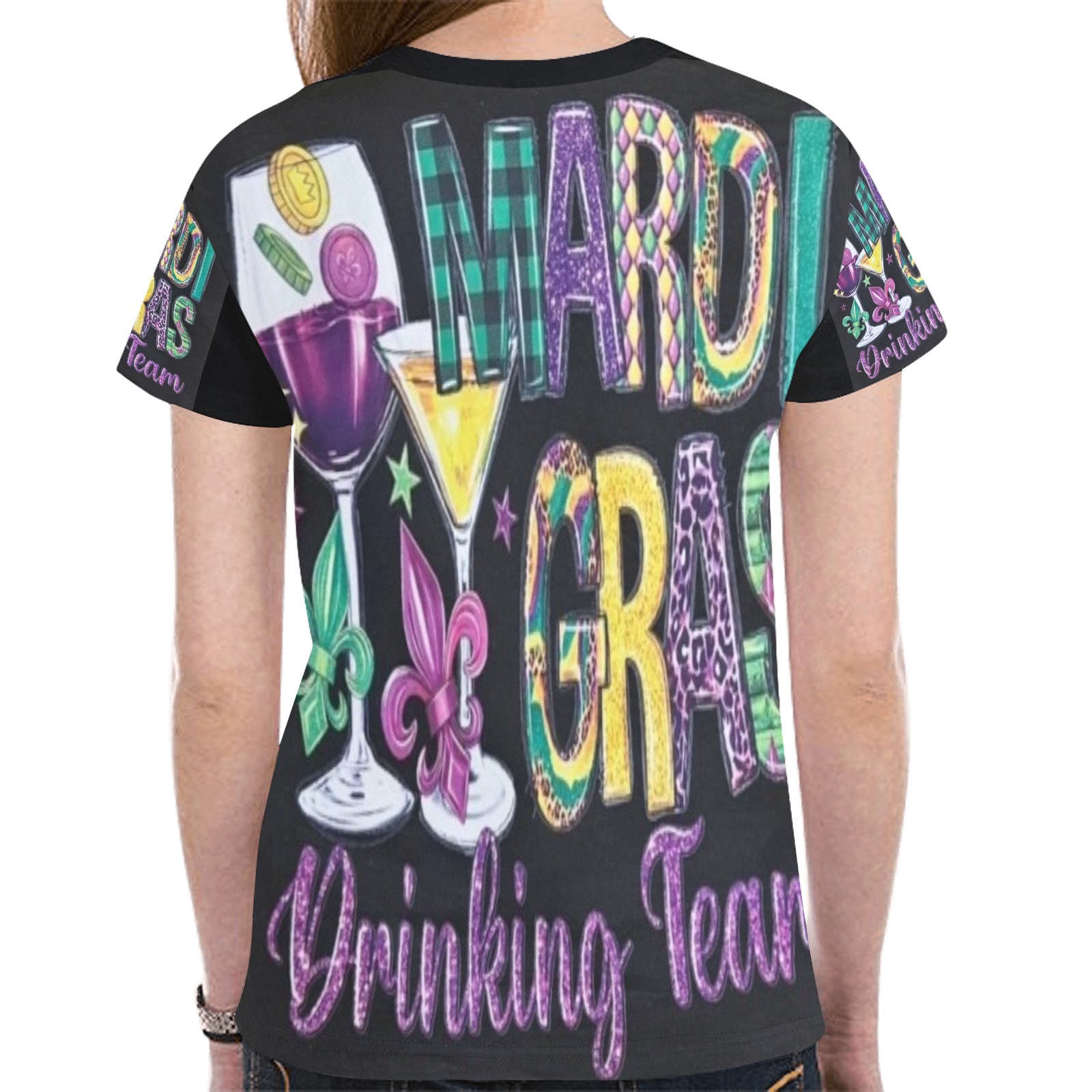 MARDI GRAS DRINKING TEAM New All Over Print T-shirt for Women (Model T45)
