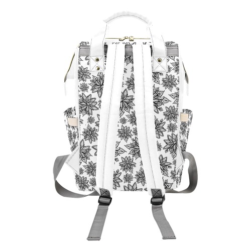 Creekside Floret pattern white Multi-Function Diaper Backpack/Diaper Bag (Model 1688)
