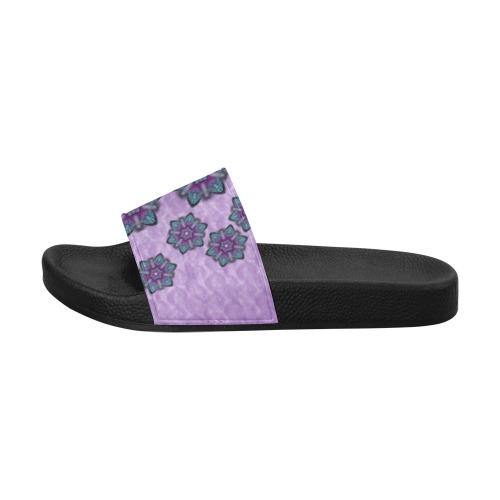 a gift with flowers stars and bubble wrap Women's Slide Sandals (Model 057)