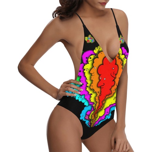 ITEM 17 _ SWIMSUIT - SMOKIE FOLKS Sexy Lacing Backless One-Piece Swimsuit (Model S10)