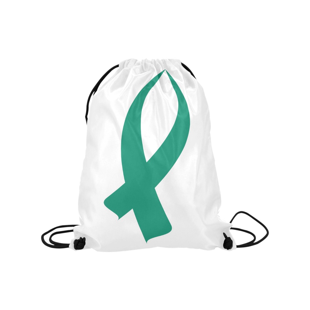 Awareness Ribbon (Teal) Medium Drawstring Bag Model 1604 (Twin Sides) 13.8"(W) * 18.1"(H)
