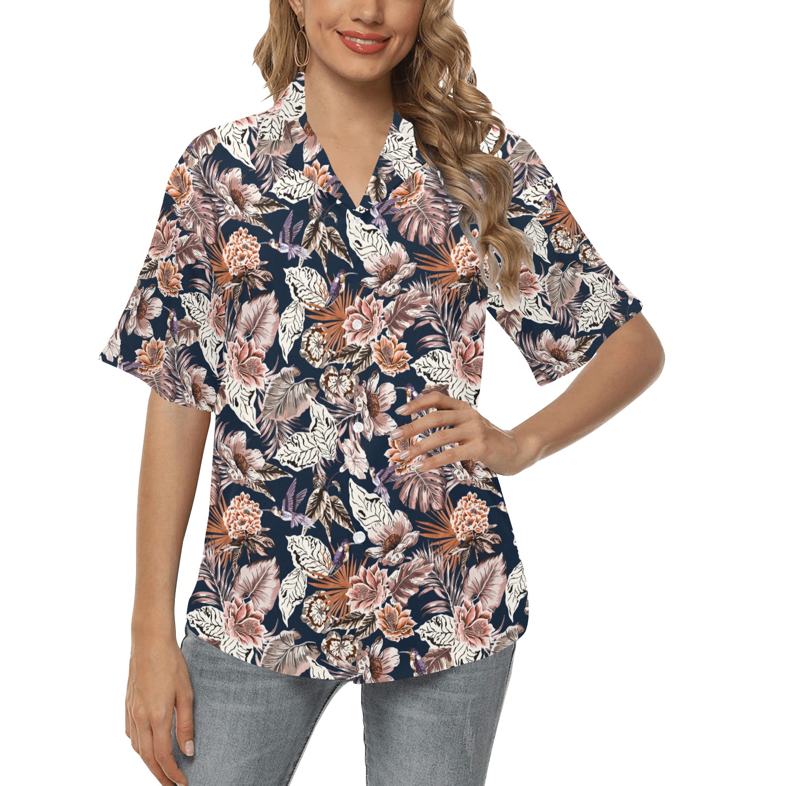 Hummingbirds in the florida jungle All Over Print Hawaiian Shirt for Women (Model T58)