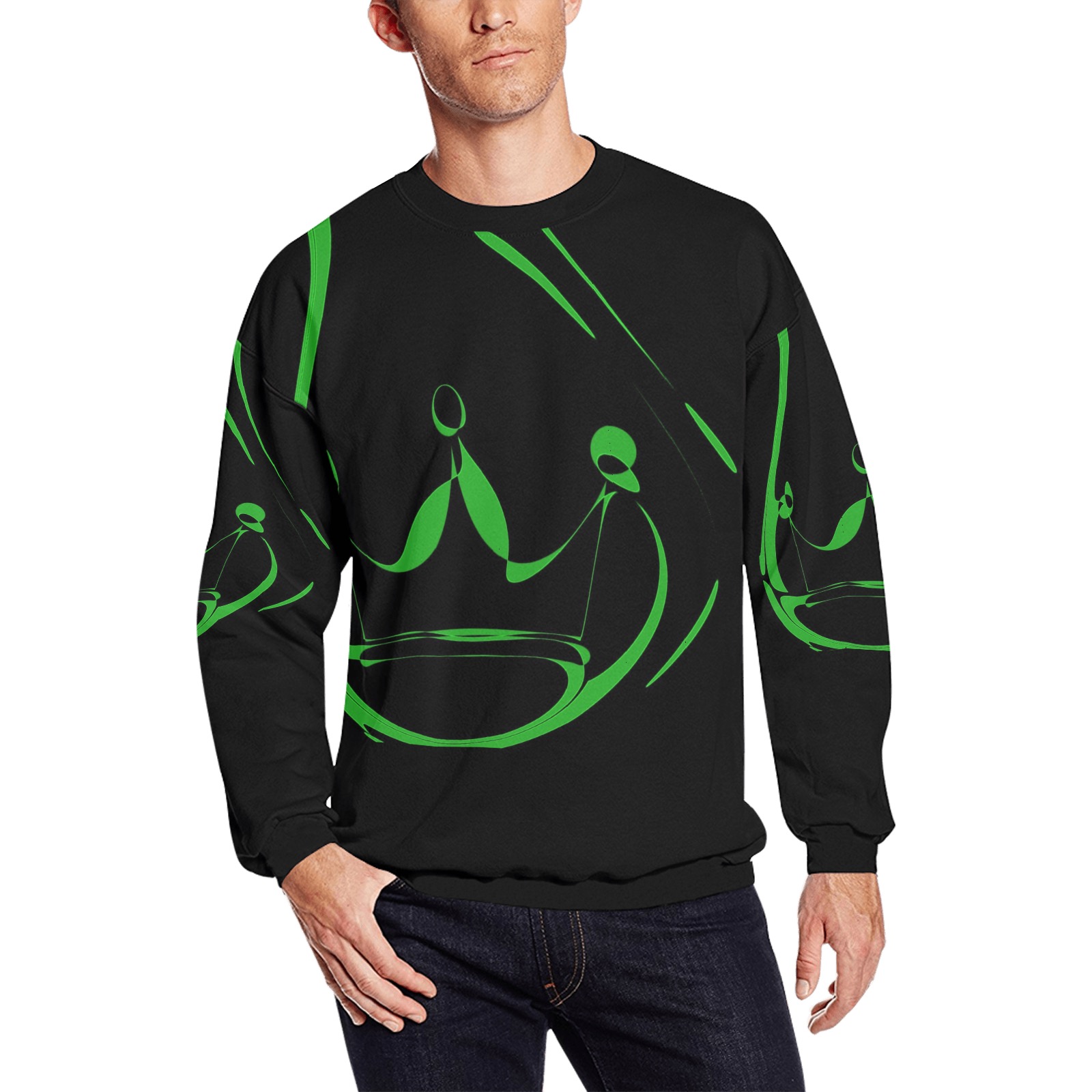 Jaxs n crown print Men's Oversized Fleece Crew Sweatshirt (Model H18)